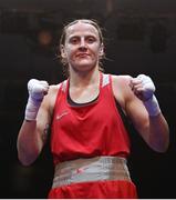 21 January 2023; Michaela Walsh of Emerald ABC, Belfast, celebrates after victory in her featherweight 57kg final bout at the IABA National Elite Boxing Championships Finals at the National Boxing Stadium in Dublin. Photo by Seb Daly/Sportsfile