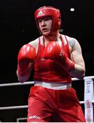 21 January 2023; Amy Broadhurst of St Bronagh's ABC, Louth, during her bout with Grainne Walsh of Spartacus Boxing Club, Offaly, in their welterweight 66kg final bout at the IABA National Elite Boxing Championships Finals at the National Boxing Stadium in Dublin. Photo by Seb Daly/Sportsfile