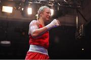 21 January 2023; Amy Broadhurst of St Bronagh's ABC, Louth, after her defeat to Grainne Walsh of Spartacus Boxing Club, Offaly, after their welterweight 66kg final bout at the IABA National Elite Boxing Championships Finals at the National Boxing Stadium in Dublin. Photo by Seb Daly/Sportsfile