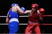 21 January 2023; Amy Broadhurst of St Bronagh's ABC, Louth, right, and Grainne Walsh of Spartacus Boxing Club, Offaly, during their welterweight 66kg final bout at the IABA National Elite Boxing Championships Finals at the National Boxing Stadium in Dublin. Photo by Seb Daly/Sportsfile