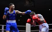 21 January 2023; Keelyn Cassidy of Saviours Crystal Boxing Club, Waterford, left, and Jason Clancy of Sean McDermott Boxing Club, Leitrim, during their light heavyweight 80kg final bout at the IABA National Elite Boxing Championships Finals at the National Boxing Stadium in Dublin. Photo by Seb Daly/Sportsfile