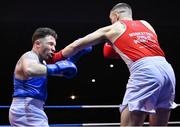 21 January 2023; Jack Marley of Monkstown Boxing Club, Dublin, right, and Patrick Ward of Olympic Boxing Club, Galway, during their heavyweight 92kg final bout at the IABA National Elite Boxing Championships Finals at the National Boxing Stadium in Dublin. Photo by Seb Daly/Sportsfile