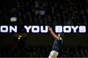 21 January 2023; Caelan Doris of Leinster takes possession in a lineout during the Heineken Champions Cup Pool A Round 4 match between Leinster and Racing 92 at Aviva Stadium in Dublin. Photo by Harry Murphy/Sportsfile