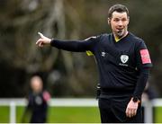 21 January 2023; Referee David Dunne during the Pre-Season Friendly match between Shelbourne and Bohemians at AUL Complex in Clonshaugh, Dublin. Photo by Tyler Miller/Sportsfile