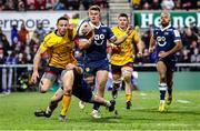 21 January 2023; John Cooney of Ulster in action against Tom Curtisduring of Sale Sharks the Heineken Champions Cup Pool B Round 4 match between Ulster and Sale Shark at Kingspan Stadium in Belfast. Photo by John Dickson/Sportsfile