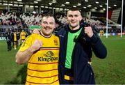 21 January 2023; Eric O’Sullivan and Ben Moxham of Ulster after the Heineken Champions Cup Pool B Round 4 match between Ulster and Sale Shark at Kingspan Stadium in Belfast. Photo by John Dickson/Sportsfile