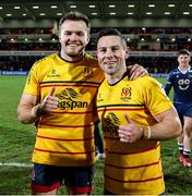21 January 2023; Jacob Stockdale and John Cooney of Ulster after the Heineken Champions Cup Pool B Round 4 match between Ulster and Sale Shark at Kingspan Stadium in Belfast. Photo by John Dickson/Sportsfile