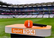 22 January 2023; A general view of a TG4 microphone in their broadcast position before the AIB GAA Hurling All-Ireland Senior Club Championship Final match between Shamrocks Ballyhale of Kilkenny and Dunloy Cúchullain's of Antrim at Croke Park in Dublin. Photo by Piaras Ó Mídheach/Sportsfile