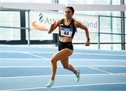 22 January 2023; Leah Bergin of Clonliffe Harriers AC, Dublin, competing in the Women's 400m during day two of the 123.ie National Indoor League Round 2 & Combined Events at TUS Athlone in Westmeath. Photo by Harry Murphy/Sportsfile