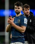 21 January 2023; Harry Byrne of Leinster applauds supporters after the Heineken Champions Cup Pool A Round 4 match between Leinster and Racing 92 at Aviva Stadium in Dublin. Photo by Brendan Moran/Sportsfile