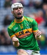 22 January 2023; Ronan Molloy of Dunloy Cúchullain's celebrates after scoring his side's first goal during the AIB GAA Hurling All-Ireland Senior Club Championship Final match between Shamrocks Ballyhale of Kilkenny and Dunloy Cúchullain's of Antrim at Croke Park in Dublin. Photo by Ramsey Cardy/Sportsfile