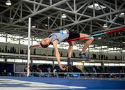 22 January 2023; Gráinne Moggan of Dundrum South Dublin AC, competing in the Women's High Jump during day two of the 123.ie National Indoor League Round 2 & Combined Events at TUS Athlone in Westmeath. Photo by Harry Murphy/Sportsfile