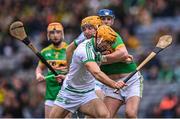 22 January 2023; Colin Fennelly of Shamrocks Ballyhale in action against Phelim Duffin of Dunloy Cúchullain's during the AIB GAA Hurling All-Ireland Senior Club Championship Final match between Shamrocks Ballyhale of Kilkenny and Dunloy Cúchullain's of Antrim at Croke Park in Dublin. Photo by Piaras Ó Mídheach/Sportsfile