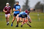 22 January 2023; John Bellew of Dublin in action against Eoin Daly of Westmeath during the Walsh Cup Group 1 Round 3 match between Westmeath and Dublin at Kinnegad GAA Club in Kinnegad, Westmeath. Photo by Ben McShane/Sportsfile