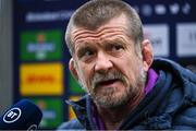 22 January 2023; Munster head coach Graham Rowntree is interviewed before the Heineken Champions Cup Pool B Round 4 match between Toulouse and Munster at Stade Ernest Wallon in Toulouse, France. Photo by Brendan Moran/Sportsfile