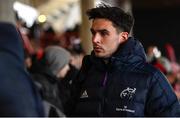 22 January 2023; Joey Carbery of Munster arrives before the Heineken Champions Cup Pool B Round 4 match between Toulouse and Munster at Stade Ernest Wallon in Toulouse, France. Photo by Brendan Moran/Sportsfile