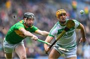 22 January 2023; Colin Fennelly of Shamrocks Ballyhale is tackled by Ryan McGarry of Dunloy Cúchullain's during the AIB GAA Hurling All-Ireland Senior Club Championship Final match between Shamrocks Ballyhale of Kilkenny and Dunloy Cúchullain's of Antrim at Croke Park in Dublin. Photo by Ramsey Cardy/Sportsfile