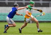 22 January 2023; Brian Duignan of Offaly in action against Aidan Corby of Laois during the Walsh Cup Group 2 Round 3 match between Offaly and Laois at Glenisk O'Connor Park in Tullamore, Offaly. Photo by Tyler Miller/Sportsfile