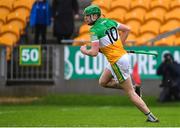 22 January 2023; Brian Duignan of Offaly celebrates after scoring his side's first goal during the Walsh Cup Group 2 Round 3 match between Offaly and Laois at Glenisk O'Connor Park in Tullamore, Offaly. Photo by Tyler Miller/Sportsfile