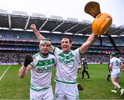 22 January 2023; TJ Reid, left, with Colin Fennelly of Shamrocks Ballyhale celebrate after the AIB GAA Hurling All-Ireland Senior Club Championship Final match between Shamrocks Ballyhale of Kilkenny and Dunloy Cúchullain's of Antrim at Croke Park in Dublin. Photo by Piaras Ó Mídheach/Sportsfile