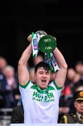 22 January 2023; Shamrocks Ballyhale captain Ronan Corcoran lifts the Tommy Moore Cup after his side's victory in the AIB GAA Hurling All-Ireland Senior Club Championship Final match between Shamrocks Ballyhale of Kilkenny and Dunloy Cúchullain's of Antrim at Croke Park in Dublin. Photo by Piaras Ó Mídheach/Sportsfile
