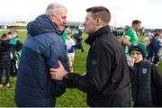 22 January 2023; Limerick manager John Kiely, left, shakes hands with Kerry manager Stephen Molumphy after the Co-Op Superstores Munster Hurling League Group 2 match between Kerry and Limerick at Austin Stack Park in Tralee, Kerry. Photo by Michael P Ryan/Sportsfile