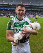 22 January 2023; TJ Reid of Shamrocks Ballyhale with his daughter Harper Mary after the AIB GAA Hurling All-Ireland Senior Club Championship Final match between Shamrocks Ballyhale of Kilkenny and Dunloy Cuchullains of Antrim at Croke Park in Dublin. Photo by Daire Brennan/Sportsfile