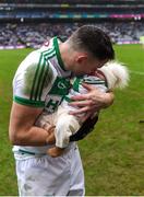 22 January 2023; TJ Reid of Shamrocks Ballyhale with his daughter Harper Mary after the AIB GAA Hurling All-Ireland Senior Club Championship Final match between Shamrocks Ballyhale of Kilkenny and Dunloy Cuchullains of Antrim at Croke Park in Dublin. Photo by Daire Brennan/Sportsfile