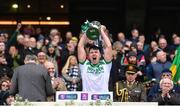 22 January 2023; Ronan Corcoran of Shamrocks Ballyhale lifts the Tommy Moore cup after the AIB GAA Hurling All-Ireland Senior Club Championship Final match between Shamrocks Ballyhale of Kilkenny and Dunloy Cuchullains of Antrim at Croke Park in Dublin. Photo by Daire Brennan/Sportsfile
