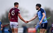 22 January 2023; Ciarán Foley of Dublin and Tommy Doyle of Westmeath after the Walsh Cup Group 1 Round 3 match between Westmeath and Dublin at Kinnegad GAA Club in Kinnegad, Westmeath. Photo by Ben McShane/Sportsfile