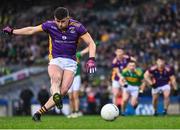 22 January 2023; Shane Walsh of Kilmacud Crokes scores his side's first goal, from a penalty, during the AIB GAA Football All-Ireland Senior Club Championship Final match between Watty Graham's Glen of Derry and Kilmacud Crokes of Dublin at Croke Park in Dublin. Photo by Piaras Ó Mídheach/Sportsfile