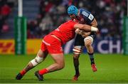 22 January 2023; Tadhg Beirne of Munster is tackled by Emmanuel Meafou of Toulouse during the Heineken Champions Cup Pool B Round 4 match between Toulouse and Munster at Stade Ernest Wallon in Toulouse, France. Photo by Brendan Moran/Sportsfile