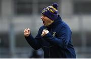 22 January 2023; Kilmacud Crokes manager Robbie Brennan celebrates a first half point during the AIB GAA Football All-Ireland Senior Club Championship Final match between Watty Graham's Glen of Derry and Kilmacud Crokes of Dublin at Croke Park in Dublin. Photo by Ramsey Cardy/Sportsfile