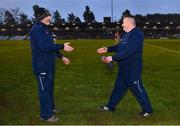 22 January 2023; Tipperary manager Liam Cahill, left, and Cork manager Pat Ryan shake hands after the Co-Op Superstores Munster Hurling League Final match between Cork and Tipperary at Páirc Ui Rinn in Cork. Photo by Seb Daly/Sportsfile