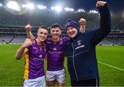 22 January 2023; Kilmacud Crokes manager Robbie Brennan celebrates with Shane Cunningham, left, and Shane Walsh after the AIB GAA Football All-Ireland Senior Club Championship Final match between Watty Graham's Glen of Derry and Kilmacud Crokes of Dublin at Croke Park in Dublin. Photo by Piaras Ó Mídheach/Sportsfile