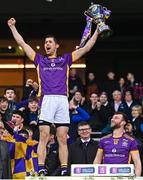 22 January 2023; Rory O'Carroll of Kilmacud Crokes lifts the Andy Merrigan Cup after his side's victory in the AIB GAA Football All-Ireland Senior Club Championship Final match between Watty Graham's Glen of Derry and Kilmacud Crokes of Dublin at Croke Park in Dublin. Photo by Ramsey Cardy/Sportsfile