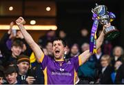 22 January 2023; Rory O'Carroll of Kilmacud Crokes lifts the Andy Merrigan Cup after his side's victory in the AIB GAA Football All-Ireland Senior Club Championship Final match between Watty Graham's Glen of Derry and Kilmacud Crokes of Dublin at Croke Park in Dublin. Photo by Ramsey Cardy/Sportsfile