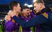 22 January 2023; Kilmacud Crokes players, from left, Rory O'Carroll, Shane Walsh and Callum Pearson after the AIB GAA Football All-Ireland Senior Club Championship Final match between Watty Graham's Glen of Derry and Kilmacud Crokes of Dublin at Croke Park in Dublin. Photo by Ramsey Cardy/Sportsfile