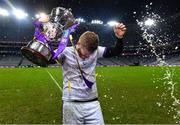22 January 2023; Kilmacud Crokes goalkeeper Conor Ferris is soaked during the celebrations after his side's victory in the AIB GAA Football All-Ireland Senior Club Championship Final match between Watty Graham's Glen of Derry and Kilmacud Crokes of Dublin at Croke Park in Dublin. Photo by Piaras Ó Mídheach/Sportsfile