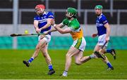 22 January 2023; Jack Kelly of Laois in action against Ben Conneely of Offaly during the Walsh Cup Group 2 Round 3 match between Offaly and Laois at Glenisk O'Connor Park in Tullamore, Offaly. Photo by Tyler Miller/Sportsfile