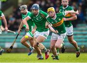 22 January 2023; Daniel Collins of Kerry in action against David Reidy of Limerick during the Co-Op Superstores Munster Hurling League Group 2 match between Kerry and Limerick at Austin Stack Park in Tralee, Kerry. Photo by Michael P Ryan/Sportsfile