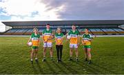 23 January 2023; In attendance at the announcement of Glenisk’s major new partnership with Offaly LGFA are, from left, Offaly Ladies Footballer Róisín Ennis, Offaly hurler Oisín Kelly, Kate Malone of Glenisk, Offaly footballer Declan Hogan and Offaly camogie player Orla Gorman. Last year, Glenisk announced that it would be the main sponsor for Offaly GAA, Offaly Camogie and Offaly Go Games. The organic yogurt business, from outside Tullamore, had to wait until 2023 to finalise the full partnership with Offaly LGFA as the ladies footballers completed pre-existing sponsorship commitments. The LGFA partnership announcement comes in the same week that it was revealed that Glenisk has secured the naming rights for O’Connor Park in Tullamore, which will now be known as Glenisk O’Connor Park. Commenting on the partnership, commercial director, Emma Walls, said: “We are delighted to announce our partnership with Offaly LGFA, as the final key piece in our GAA commitment to the county. It’s important to us to support all codes, sexes and ages and we are looking forward to working together to promote the games in our home county. The people of Offaly have given tremendous support to Glenisk over the years. We hope to repay that as best we can. Photo by Piaras Ó Mídheach/Sportsfile