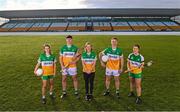 23 January 2023; In attendance at the announcement of Glenisk’s major new partnership with Offaly LGFA are, from left, Offaly Ladies Footballer Róisín Ennis, Offaly hurler Oisín Kelly, Kate Malone of Glenisk, Offaly footballer Declan Hogan and Offaly camogie player Orla Gorman. Last year, Glenisk announced that it would be the main sponsor for Offaly GAA, Offaly Camogie and Offaly Go Games. The organic yogurt business, from outside Tullamore, had to wait until 2023 to finalise the full partnership with Offaly LGFA as the ladies footballers completed pre-existing sponsorship commitments. The LGFA partnership announcement comes in the same week that it was revealed that Glenisk has secured the naming rights for O’Connor Park in Tullamore, which will now be known as Glenisk O’Connor Park. Commenting on the partnership, commercial director, Emma Walls, said: “We are delighted to announce our partnership with Offaly LGFA, as the final key piece in our GAA commitment to the county. It’s important to us to support all codes, sexes and ages and we are looking forward to working together to promote the games in our home county. The people of Offaly have given tremendous support to Glenisk over the years. We hope to repay that as best we can. Photo by Piaras Ó Mídheach/Sportsfile