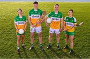 23 January 2023; In attendance at the announcement of Glenisk’s major new partnership with Offaly LGFA are, from left, Offaly Ladies Footballer Róisín Ennis, Offaly hurler Oisín Kelly, Offaly footballer Declan Hogan and Offaly camogie player Orla Gorman. Last year, Glenisk announced that it would be the main sponsor for Offaly GAA, Offaly Camogie and Offaly Go Games. The organic yogurt business, from outside Tullamore, had to wait until 2023 to finalise the full partnership with Offaly LGFA as the ladies footballers completed pre-existing sponsorship commitments. The LGFA partnership announcement comes in the same week that it was revealed that Glenisk has secured the naming rights for O’Connor Park in Tullamore, which will now be known as Glenisk O’Connor Park. Commenting on the partnership, commercial director, Emma Walls, said: “We are delighted to announce our partnership with Offaly LGFA, as the final key piece in our GAA commitment to the county. It’s important to us to support all codes, sexes and ages and we are looking forward to working together to promote the games in our home county. The people of Offaly have given tremendous support to Glenisk over the years. We hope to repay that as best we can. Photo by Piaras Ó Mídheach/Sportsfile