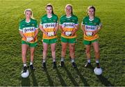 23 January 2023; In attendance at the announcement of Glenisk’s major new partnership with Offaly LGFA are Offaly Ladies Footballers, from left, Nicole Farrelly, Michelle Mann, Emma Hand and Róisín Ennis. Last year, Glenisk announced that it would be the main sponsor for Offaly GAA, Offaly Camogie and Offaly Go Games. The organic yogurt business, from outside Tullamore, had to wait until 2023 to finalise the full partnership with Offaly LGFA as the ladies footballers completed pre-existing sponsorship commitments. The LGFA partnership announcement comes in the same week that it was revealed that Glenisk has secured the naming rights for O’Connor Park in Tullamore, which will now be known as Glenisk O’Connor Park. Commenting on the partnership, commercial director, Emma Walls, said: “We are delighted to announce our partnership with Offaly LGFA, as the final key piece in our GAA commitment to the county. It’s important to us to support all codes, sexes and ages and we are looking forward to working together to promote the games in our home county. The people of Offaly have given tremendous support to Glenisk over the years. We hope to repay that as best we can. Photo by Piaras Ó Mídheach/Sportsfile