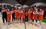 22 January 2023; Killester players after the Basketball Ireland Paudie O'Connor National Cup Final match between Trinity Meteors and Killester at National Basketball Arena in Tallaght, Dublin. Photo by Ben McShane/Sportsfile