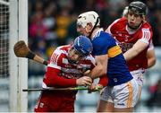 22 January 2023; Cork goalkeeper Patrick Collins in action against Sean Ryan of Tipperary during the Co-Op Superstores Munster Hurling League Final match between Cork and Tipperary at Páirc Ui Rinn in Cork. Photo by Seb Daly/Sportsfile