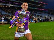 22 January 2023; Craig Dias of Kilmacud Crokes celebrates with the Andy Merrigan Cup after his side's victory in the AIB GAA Football All-Ireland Senior Club Championship Final match between Watty Graham's Glen of Derry and Kilmacud Crokes of Dublin at Croke Park in Dublin. Photo by Piaras Ó Mídheach/Sportsfile