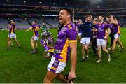 22 January 2023; Craig Dias of Kilmacud Crokes celebrates with the Andy Merrigan Cup after his side's victory in the AIB GAA Football All-Ireland Senior Club Championship Final match between Watty Graham's Glen of Derry and Kilmacud Crokes of Dublin at Croke Park in Dublin. Photo by Piaras Ó Mídheach/Sportsfile