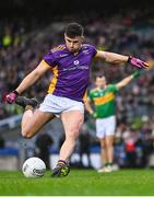 22 January 2023; Shane Walsh of Kilmacud Crokes scores his side's first goal, from a penalty, during the AIB GAA Football All-Ireland Senior Club Championship Final match between Watty Graham's Glen of Derry and Kilmacud Crokes of Dublin at Croke Park in Dublin. Photo by Piaras Ó Mídheach/Sportsfile